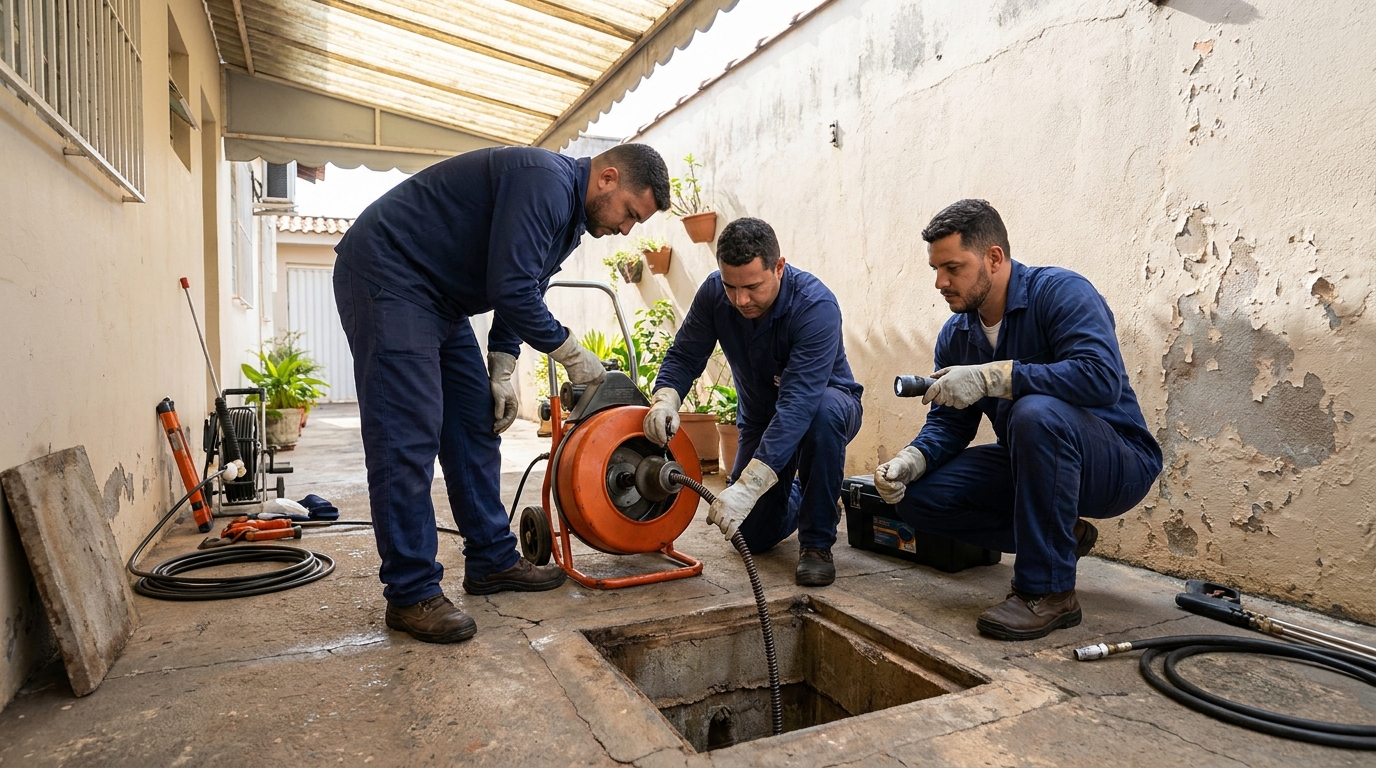 Desentupimento de esgoto com hidrojateamento em Montes Claros‑MG