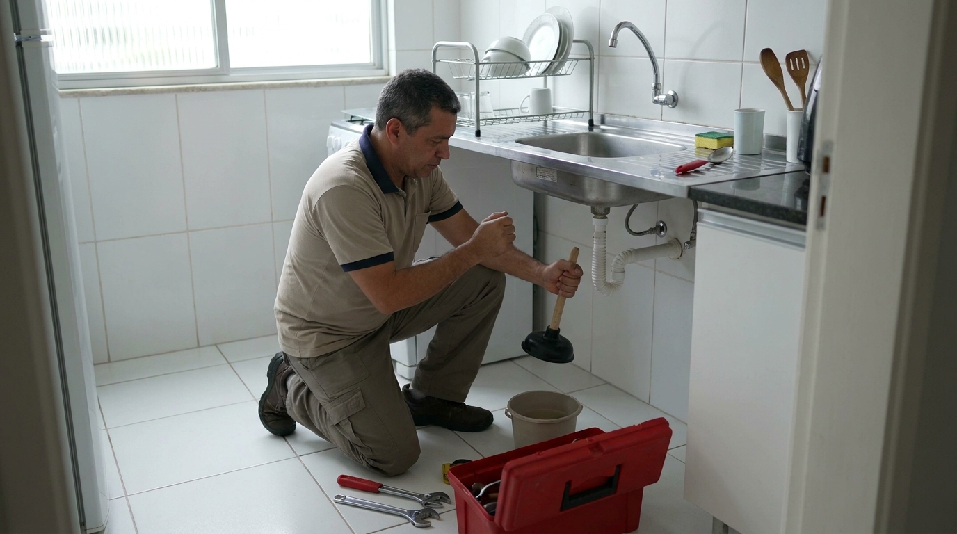 Desentupimento de pia residencial em Montes Claros‑MG