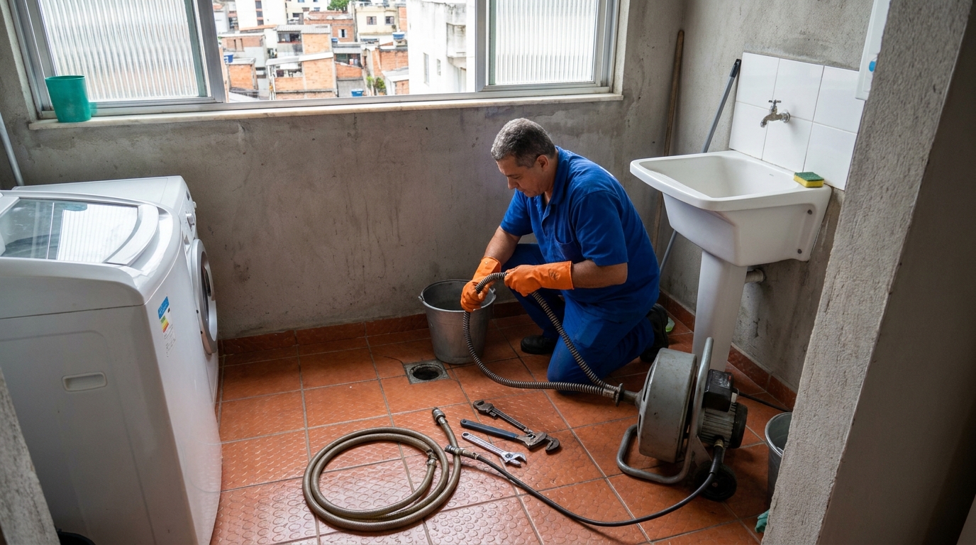 Desentupimento de ralo com equipamento em Montes Claros‑MG
