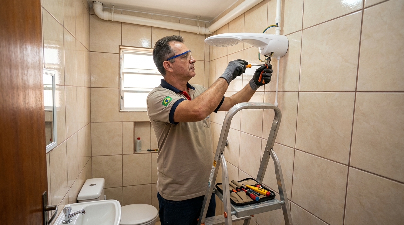 Instalação de chuveiro no banheiro em Montes Claros‑MG